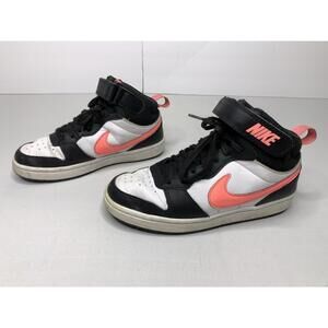 Youth Nike Court Borough Mid 2 Size 4Y White Black Pink Sneakers P149